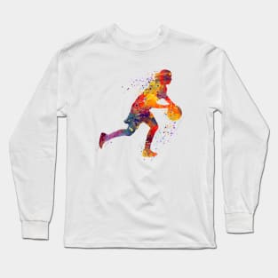Girl Basketball Dribbling Watercolor Long Sleeve T-Shirt